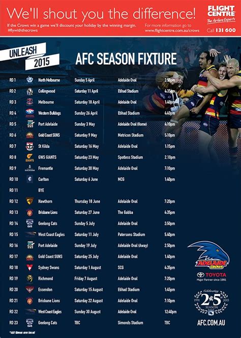 afl fixture adelaide crows